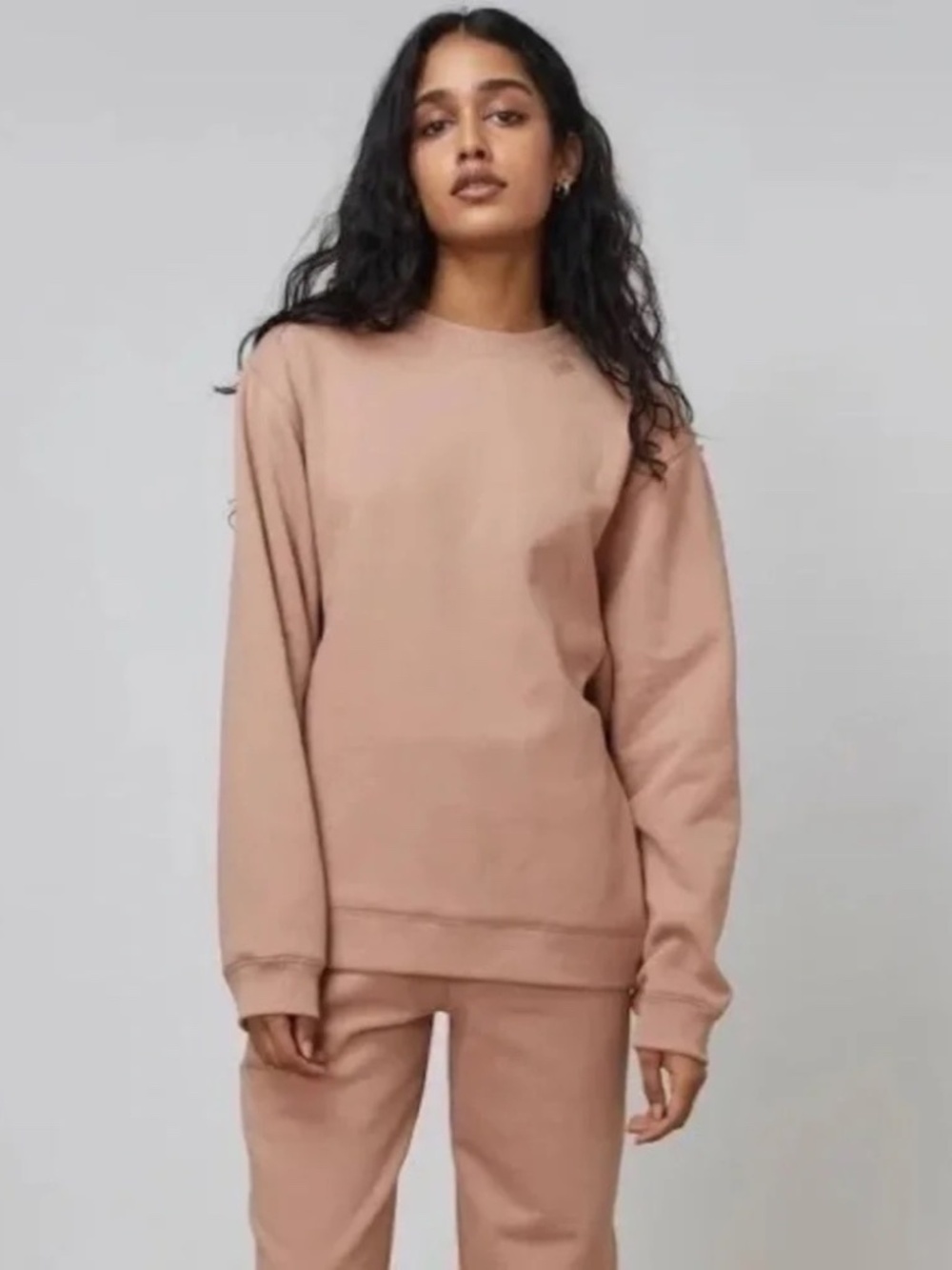 Lunya Good in Bed Crew Neck Cozy Fleece Sweatshirt in Otium Tan Sz M